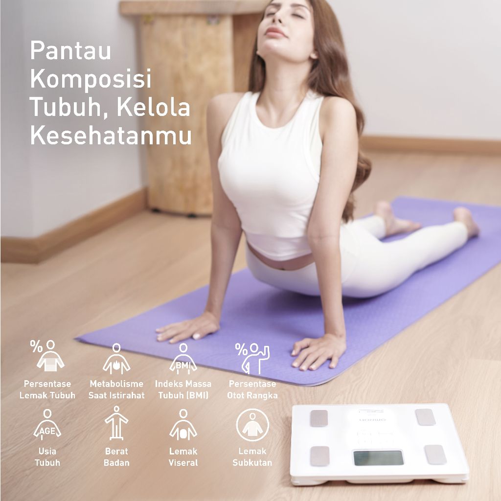 Omron Karada Scan HBF 214 Timbangan Digital Cek Kadar Lemak Tubuh Body Fat Analyzer Foto 3