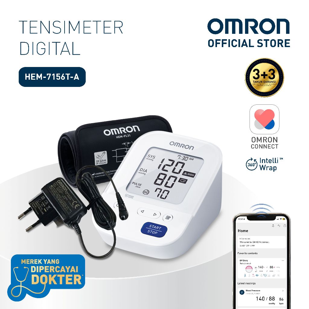 Tensimeter Digital OMRON HEM-7156T-A Manset IntelliWrap Bluetooth Connect