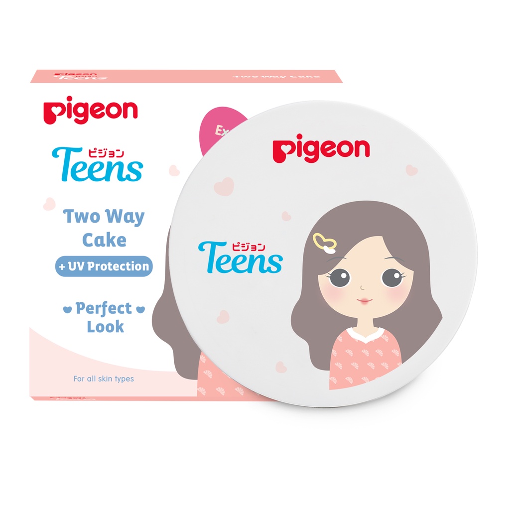 Bedak Compact Pigeon Teens Two Way Cake 14gr Shade Beige dengan UV Protection